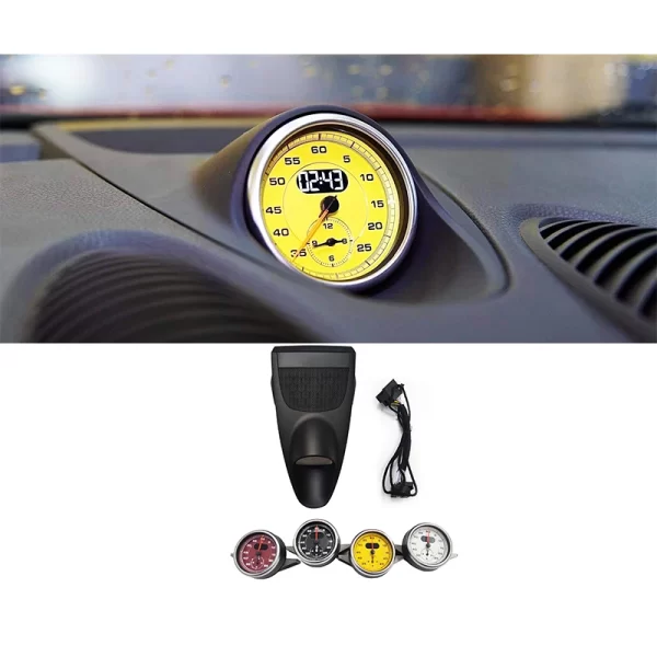 For Porsche 2016-2023 718 Cayman Boxster Car Dashboard Speedometer Clock Stopwatch Console with Black Red White Yellow Clock