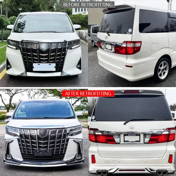 2018 for Toyota Alpha LED Headlight Front Rear Bars Car Modification Upgrade LED Headlight Fog Light Cayenne Bumper for 2003-200 - Image 2