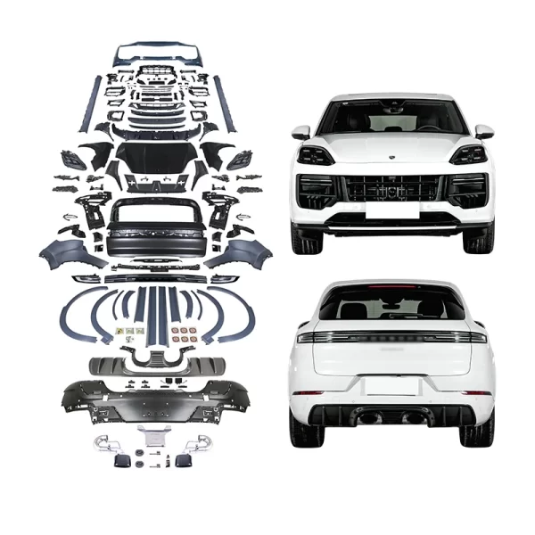 For Porsche 2018-2023 Car Modification 2024 Cayenne Turbo GT Bodykit Car PP Material Front Bumper LED Headlights Tailgate
