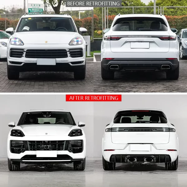 For Porsche 2018-2023 Car Modification 2024 Cayenne Turbo GT Bodykit Car PP Material Front Bumper LED Headlights Tailgate - Image 2