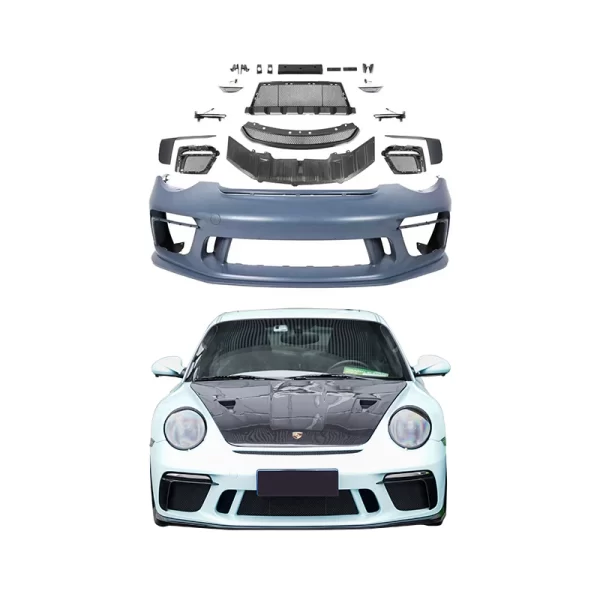 For Porsche 997 Upgrade Bodykit Car 991 GT3 Front Bumper with Surround Kit Equipped with Daytime Running Lights