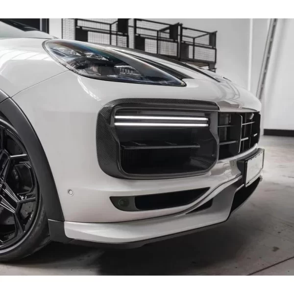 For Porsche Cayenne 2018-2023 Car Modification Turbo Carbon Fiber Grille Body Kits for Cars Front Bumper Daytime Running Lights - Image 2