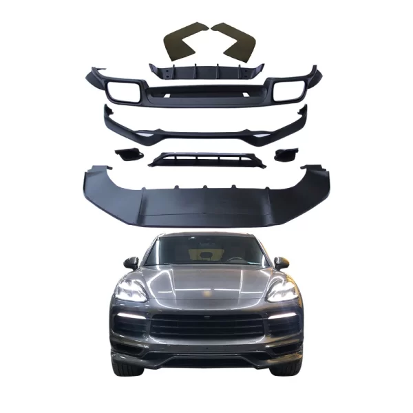 Techart Front Guard Lip Cover for Porsche Cayenne Coupe 2018-2023 New Bumper with Fog Light Cut-Outs 9Y0 Front Spoiler for Car