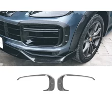 2018-2023 Porsche Cayenne Turbo Carbon Fiber Front Bumper Grille with New Air Inlet Includes Fog Light Cut-Outs