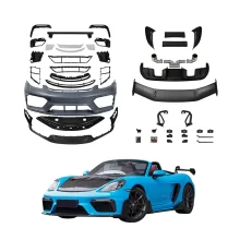 Porsche 718 GT4 RS Style Front Body Kits Spoiler Car Grille 2017-2023 Porsche 718 982 Cayman Boxster PP Fog Light Upgrade