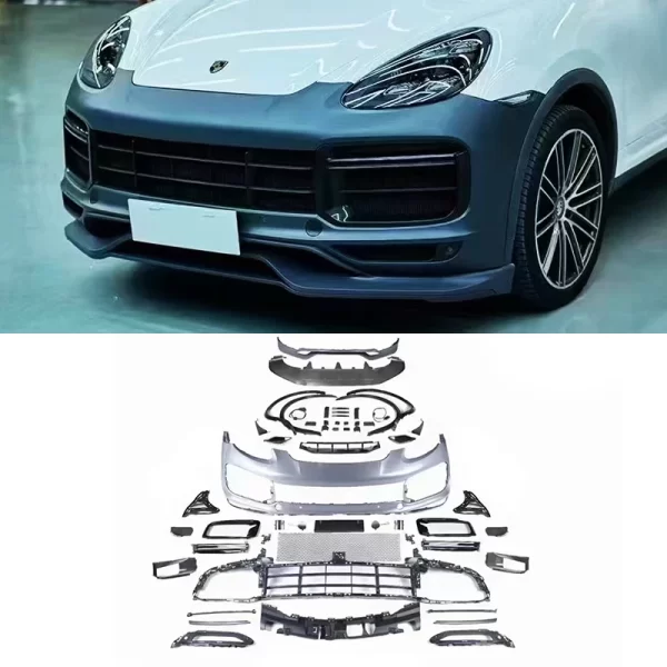 2011-2014 Porsche Cayenne 958.1 Car Conversion Upgrade Bodykit New 9YA Turbo Front Bumper with Fog Light Cut-Outs - Image 2
