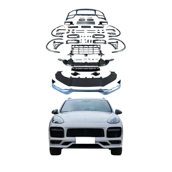 2015-2017 Porsche Cayenne 958.2 Upgrade 9Y0/9YA SportDesign Front Bumper with Techart Front Lip Fog Light Cut-Outs New Condition