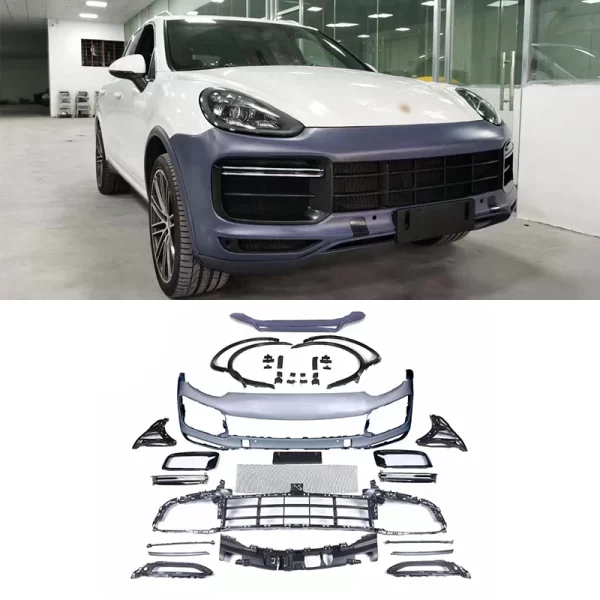 2015-2017 Porsche Cayenne 958.2 Car Conversion Upgrade Bodykit New 9Y0 Turbo Front Bumper with Fog Light Cut-Outs - Image 2