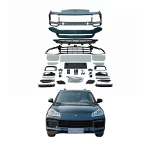 Porsche Cayenne 2008-2010 Car Conversion Upgrade Bodykit with New 9Y0 Turbo Front Bumper Grille Featuring Fog Light Cut-Outs