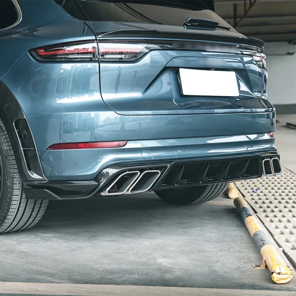 2018-2023 Porsche Cayenne Carbon Fiber Rear Bumper Lip with Fog Light Cut-Outs New Condition Upgrade 9Y0 Lower Guide Rear Lip - Image 2