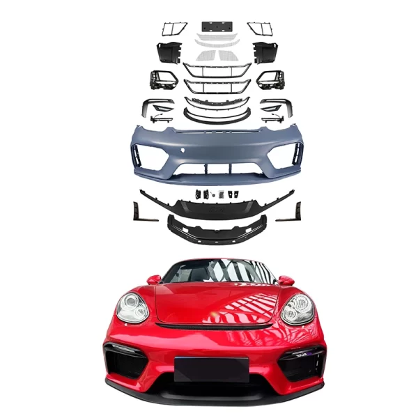 Suitable for Porsche 2006-2012 Boxster Cayman 987 Upgraded GT4 Front Bumper Body Kit PP Material Car Grille