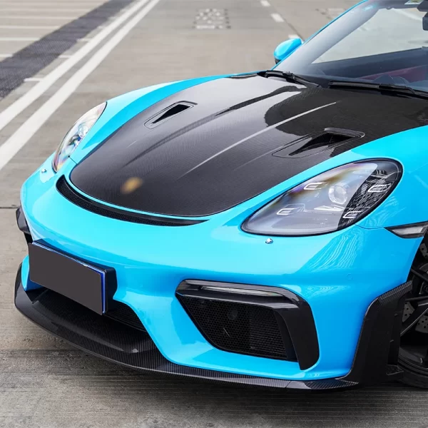 Suitable for Porsche 718 GT4 RS Front Lip Carbon Fiber Front Bumper Lower Guard 718 982 Cayman Boxster GT4 RS Carbon Fiber - Image 2