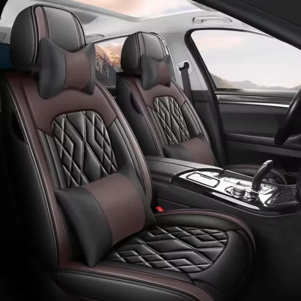 YLA Luxury Leather Car Seat Cover Full Set Four Season Universal Car Seat Protector for HONDA - Image 4