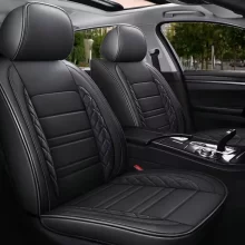 YLA Custom Fit Black Leather Car Seat Covers for Toyota Camry