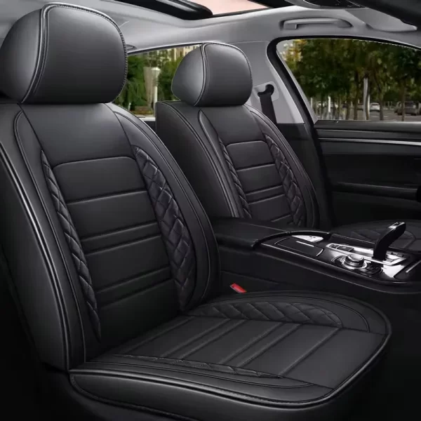 YLA Custom Fit Black Leather Car Seat Covers for Toyota Camry