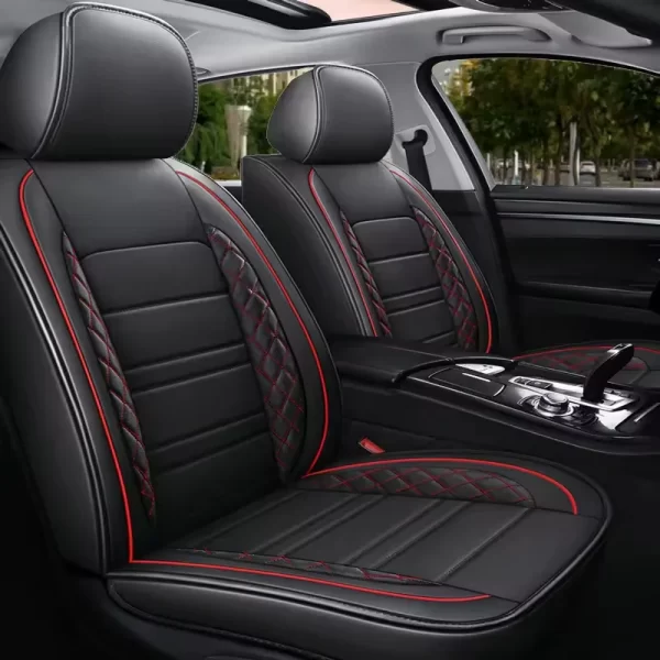 YLA Custom Fit Black Leather Car Seat Covers for Toyota Camry - Image 4