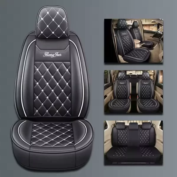 YLA Full Set Car Seat Cover Luxurious Leather Car Seat Cushion Universal Car Seat Cover Easy Clean - Image 2