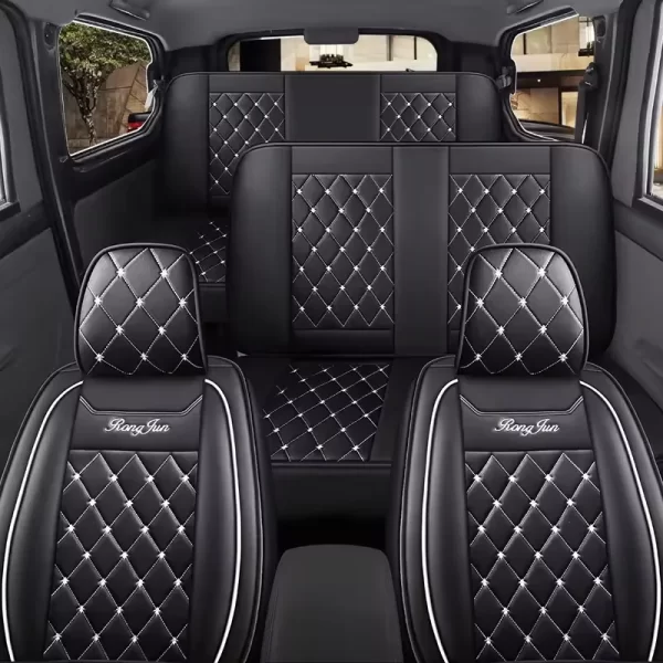 YLA Full Set Car Seat Cover Luxurious Leather Car Seat Cushion Universal Car Seat Cover Easy Clean - Image 3