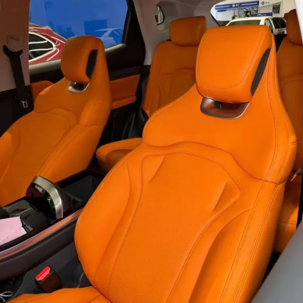 YLA Factory High Quality Universal Fit Custom Logo Leather Full Set Orange Car Seat Cover