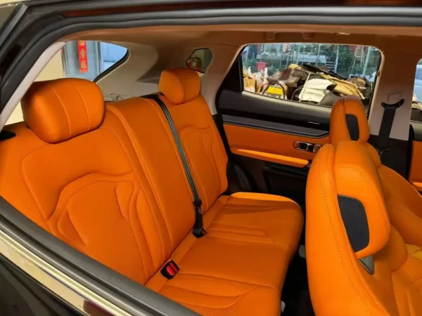 YLA Factory High Quality Universal Fit Custom Logo Leather Full Set Orange Car Seat Cover - Image 3