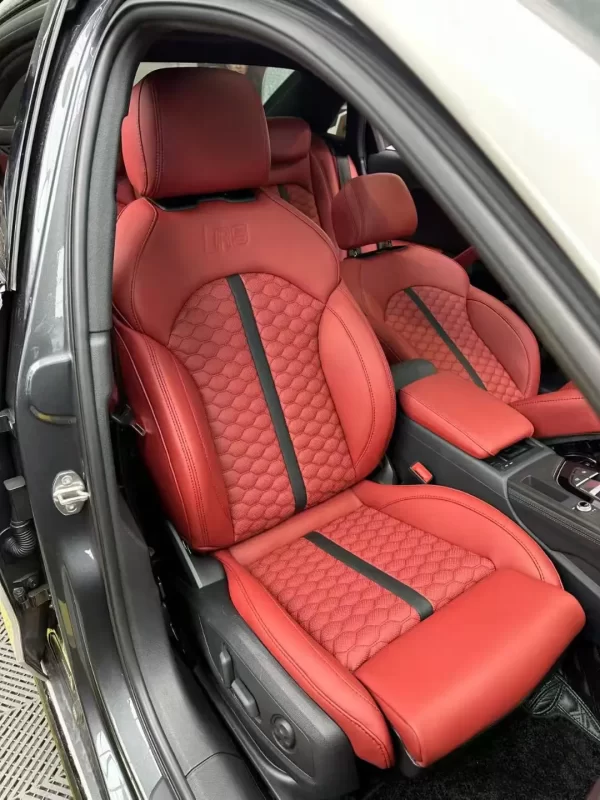 YLA Factory Customized Nappa Red Leather Four Seasons Full Set Car Seat Covers for Audi All Series - Image 3