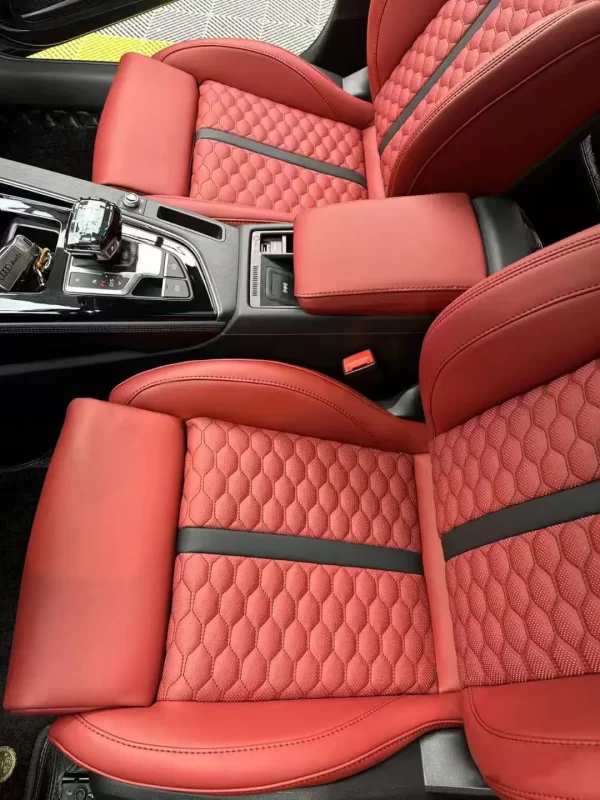 YLA Factory Customized Nappa Red Leather Four Seasons Full Set Car Seat Covers for Audi All Series - Image 6