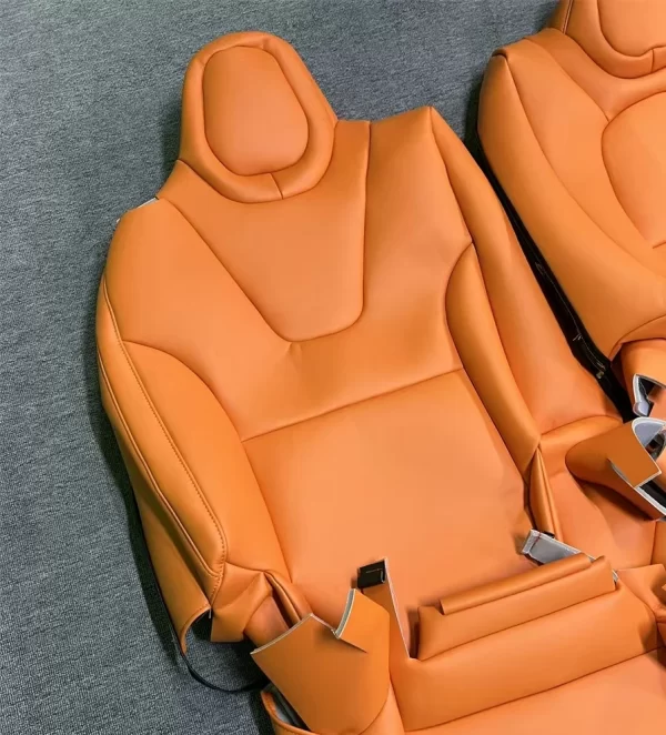 Full Set Rear Car Seat Cover for Tesla S/X/Y/3 Waterproof Wear-Resistant PU Wine Red Seat Cover Protection - Image 3