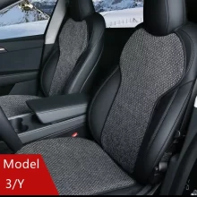 Synthetic Linen Flax Breathable Car Seat Covers for Tesla Model 3 Model Y Adjustable Full Set Seat Covers