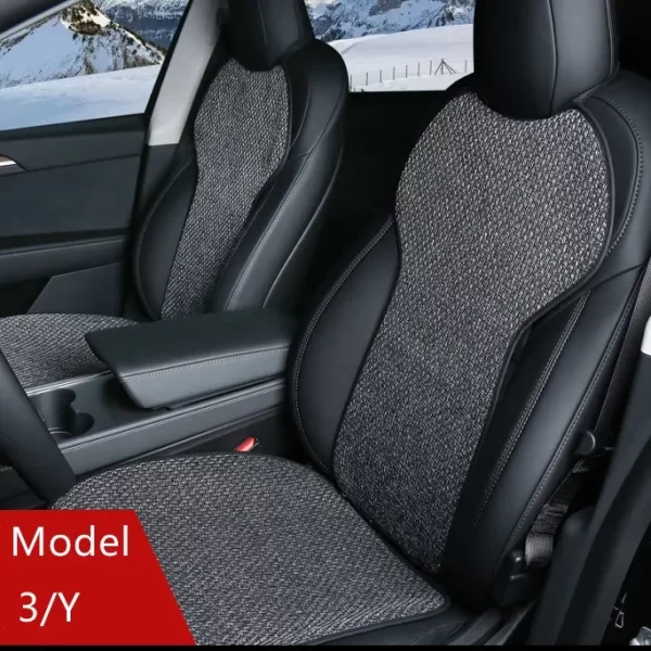 Synthetic Linen Flax Breathable Car Seat Covers for Tesla Model 3 Model Y Adjustable Full Set Seat Covers