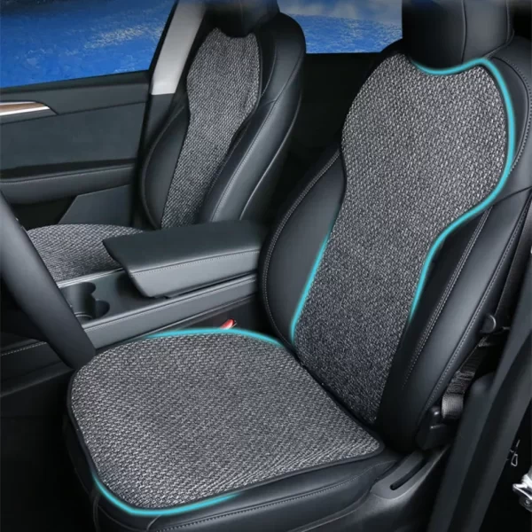 Synthetic Linen Flax Breathable Car Seat Covers for Tesla Model 3 Model Y Adjustable Full Set Seat Covers - Image 2