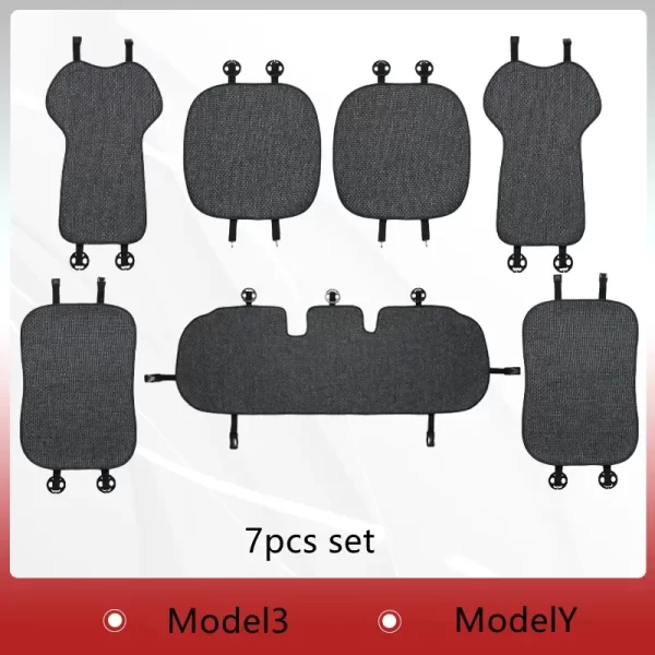 Synthetic Linen Flax Breathable Car Seat Covers for Tesla Model 3 Model Y Adjustable Full Set Seat Covers - Image 6