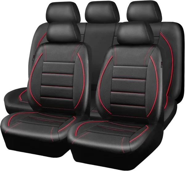 Universal Car Seat Kits Covers Durable Nappa Leather for 90% Sedan SUV 3D Solid Waist Set Include Front and Rear Cover - Image 2