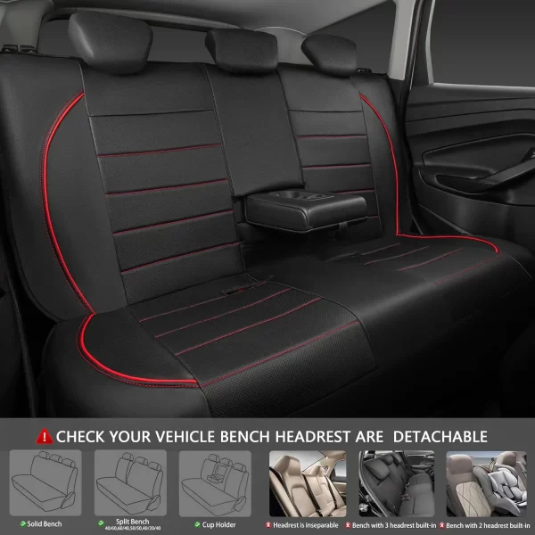 Universal Car Seat Kits Covers Durable Nappa Leather for 90% Sedan SUV 3D Solid Waist Set Include Front and Rear Cover - Image 3
