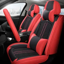 Black and Red Universal Fit Cheap Protective Pvc Full Set Waterproof Pu Leather Car Seat Cover for Car Seat Cover