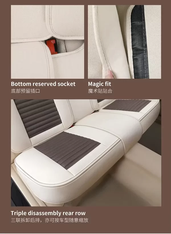 Business Flame Resistance Interior Accessory Pu Leather Washable Waterproof Universal Car Seat Cushion Covers Full Set - Image 3