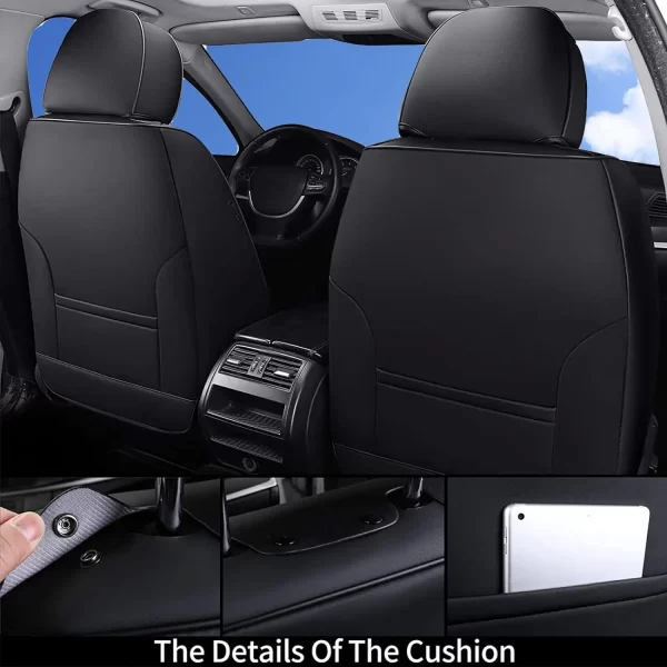 Nappa Leather Cover Breathable Four Season Universal Waterproof Durable Coffee Universal Car Seat Cover Full Set - Image 2