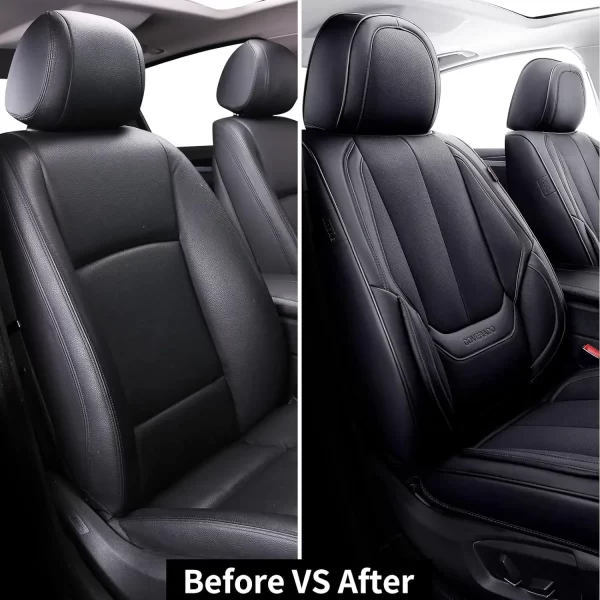 Nappa Leather Cover Breathable Four Season Universal Waterproof Durable Coffee Universal Car Seat Cover Full Set - Image 6