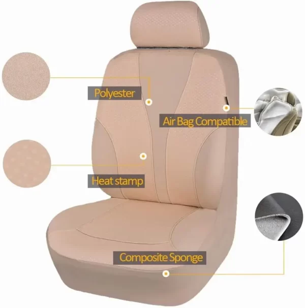 Manufacturer High Quality Durable Nappa Interior Accessory Universal Sport Five Seater Napa Leather Car Seat Cover Full Set - Image 5