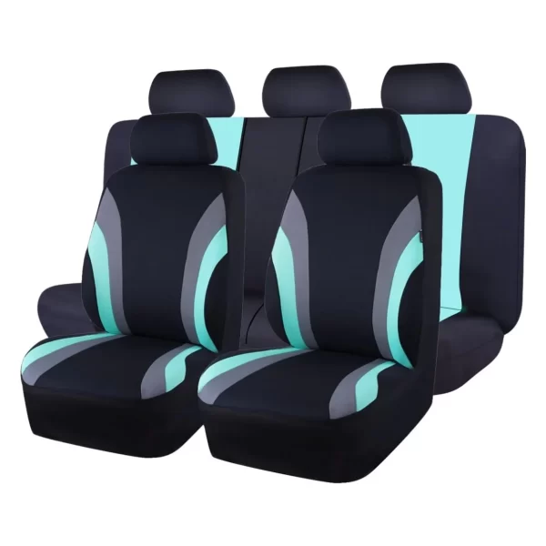 Full Set of 9Pcs Universal Car Seat Covers Auto Protective PU Leather Mesh Cover for SUV Truck Sedan-Ford Compatible