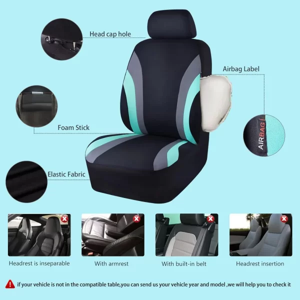 Full Set of 9Pcs Universal Car Seat Covers Auto Protective PU Leather Mesh Cover for SUV Truck Sedan-Ford Compatible - Image 2